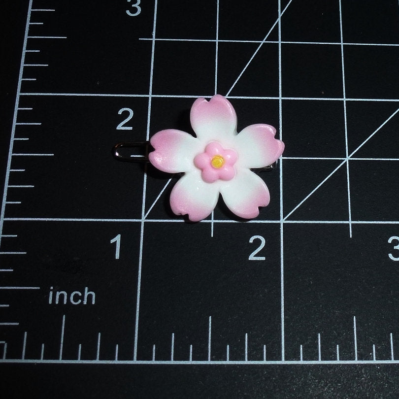 Puppy Bows ~ Pink/white Japanese sakura flower barrette clip pet hair bow (fb152H)