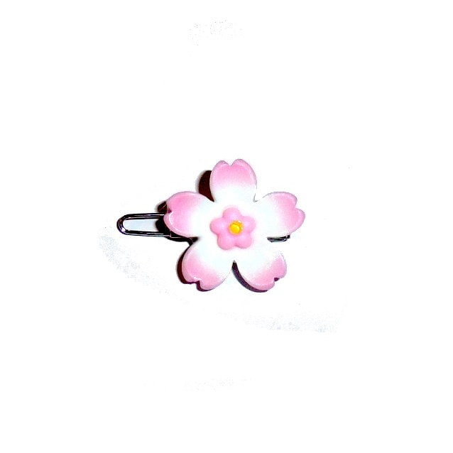 Puppy Bows ~ Pink/white Japanese sakura flower barrette clip pet hair bow (fb152H)