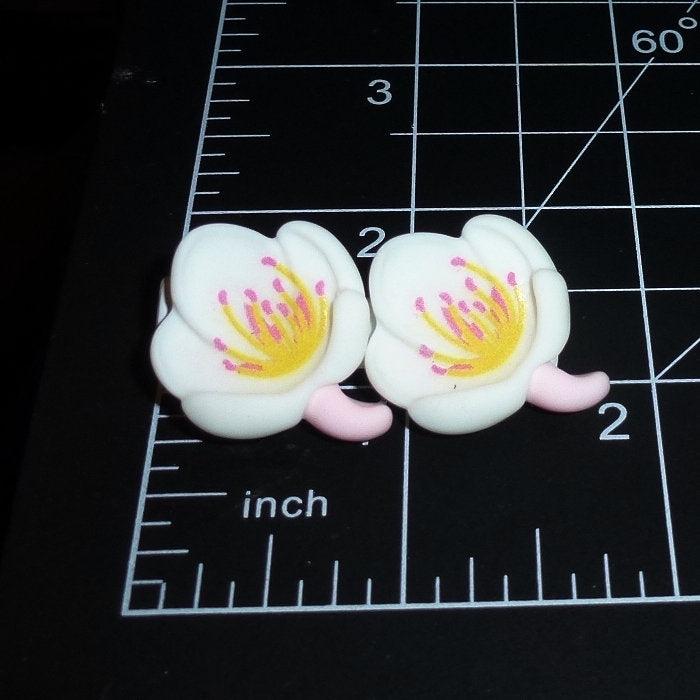 Puppy Bows ~ Japanese sakura flower white barrette clip pet hair bow (fb152b)