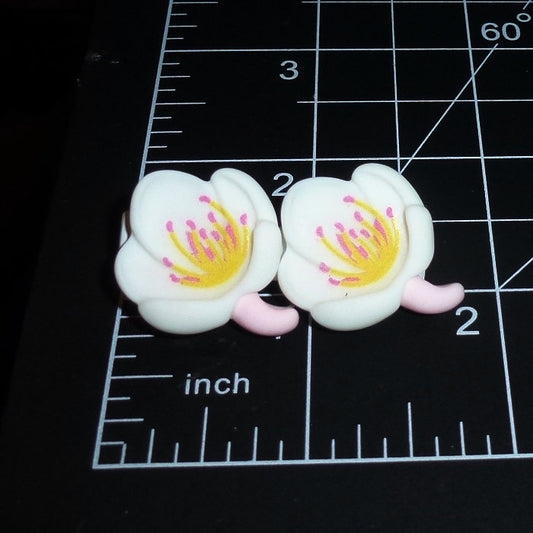 Puppy Bows ~  Japanese sakura flower white  barrette  clip pet hair bow (fb152b)