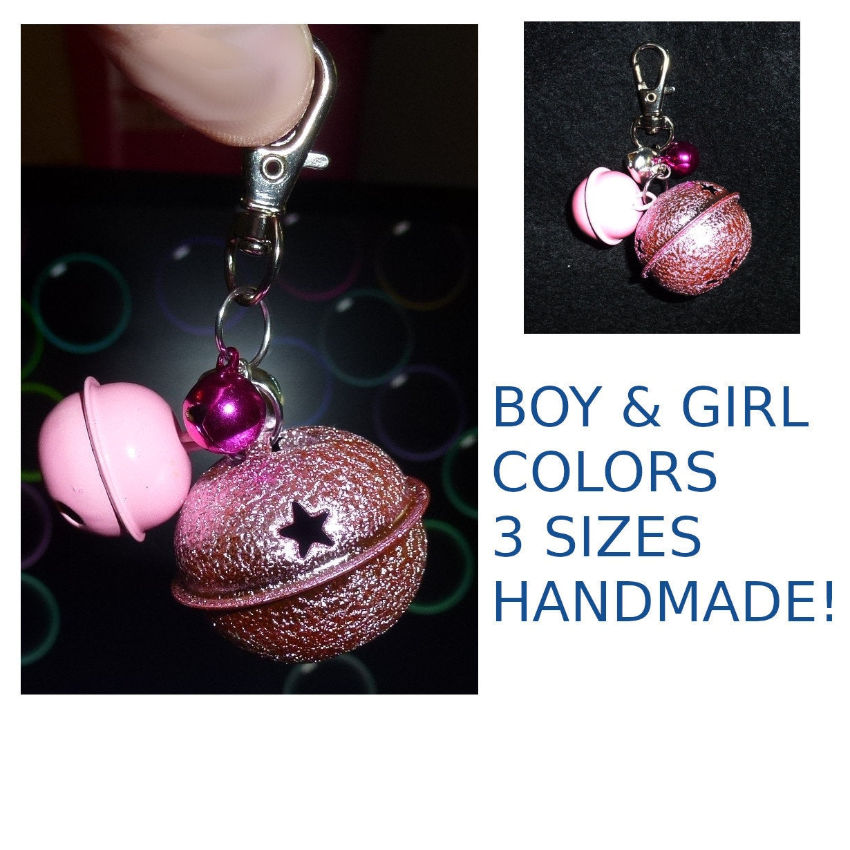 Puppy Bows ~ Dog cat collar jingle bells charm accessory clip 3 sizes