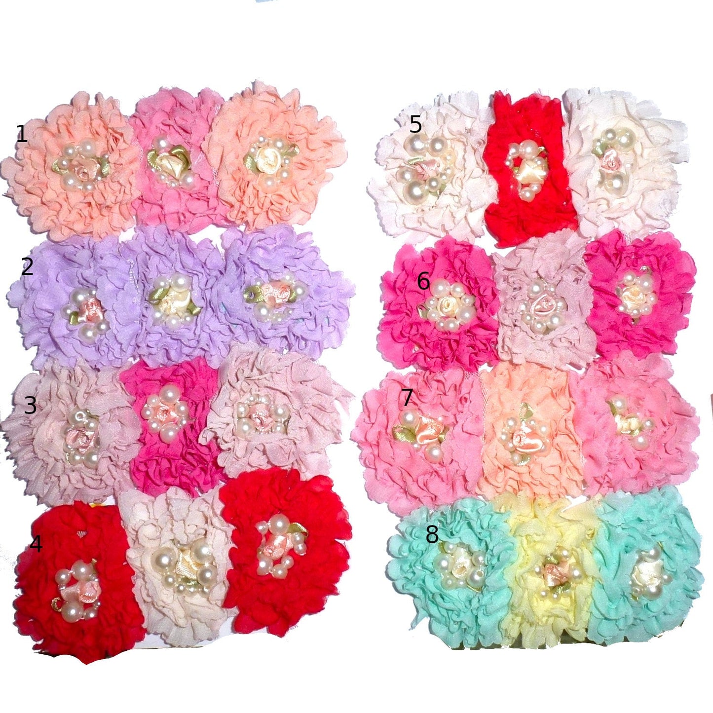Puppy Bows ~ Dog collar slide bow large dog bow tie flower hair bows shabby chic carnations and pearls ~USA seller (DC3)