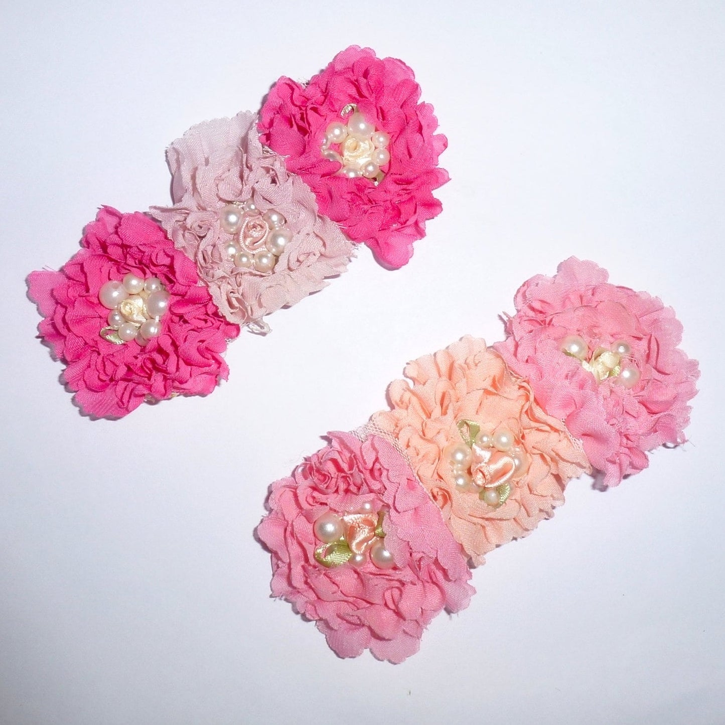 Puppy Bows ~ Dog collar slide bow large dog bow tie flower hair bows shabby chic carnations and pearls ~USA seller (DC3)