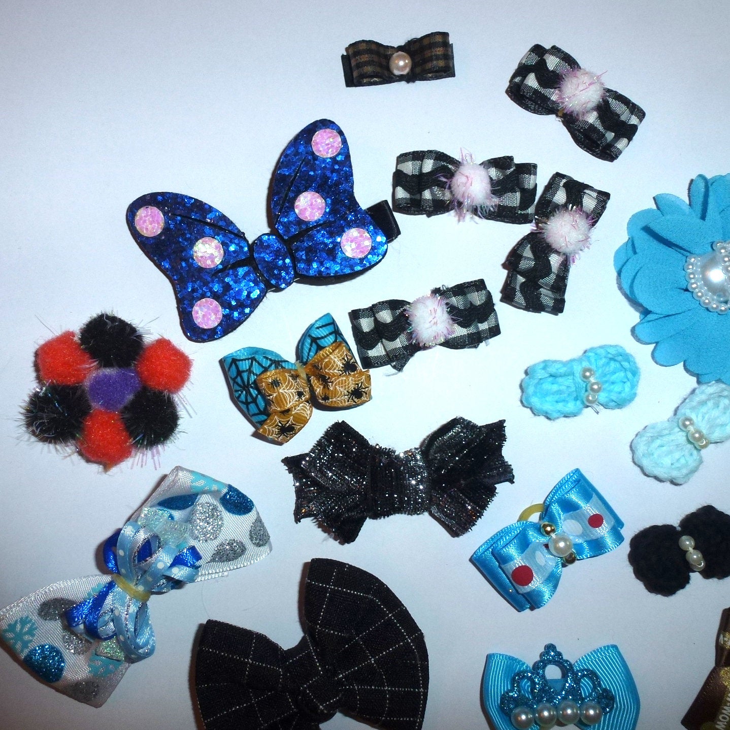 30 fancy bows for boys dog grooming pet hair bows with latex band (fb168)