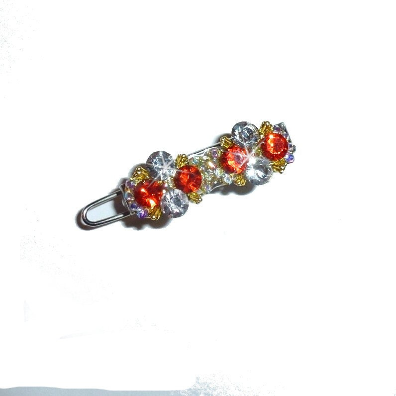 Puppy Bows crystal red center rhinestone tiny 1" pet hair barrette clip (TB8)