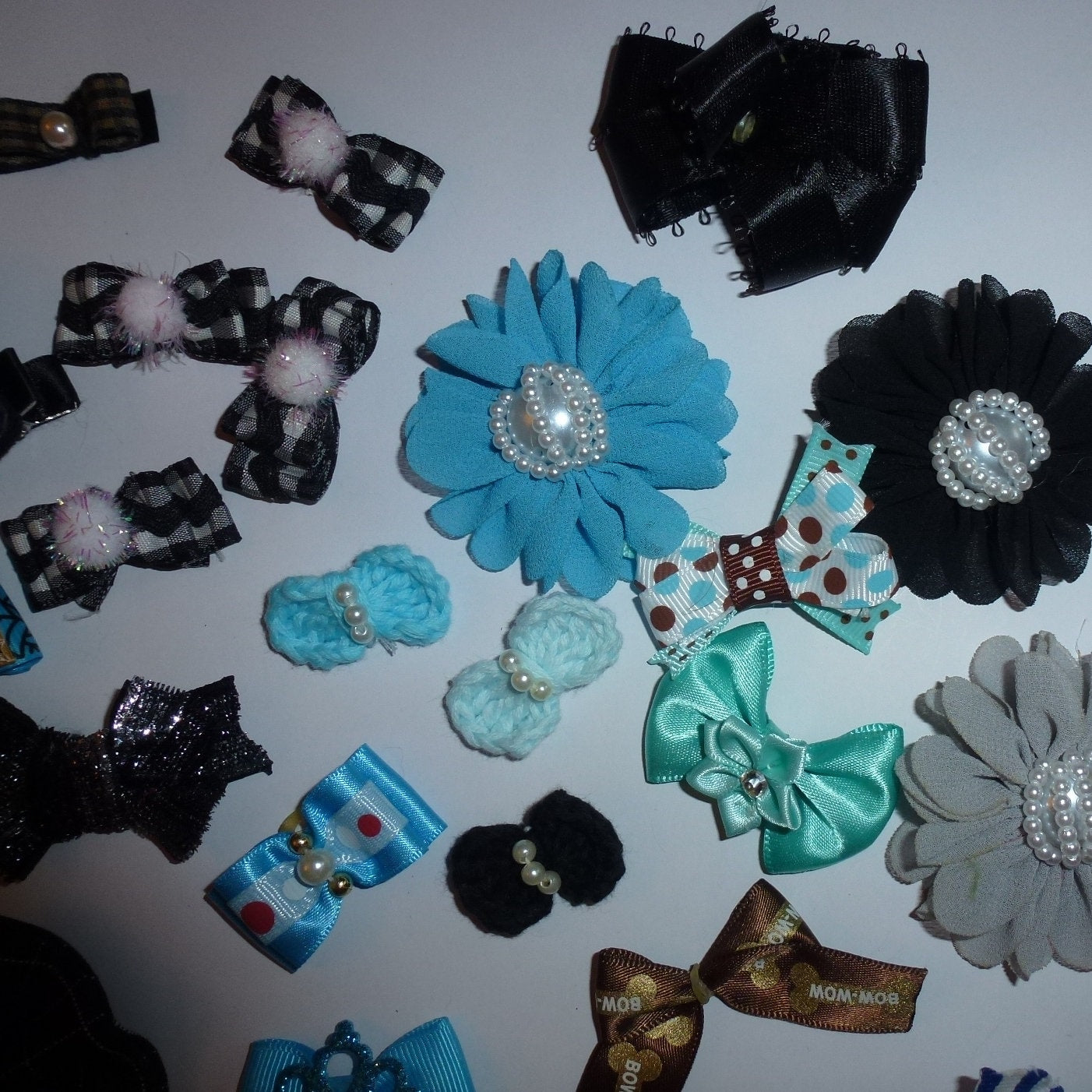 30 fancy bows for boys dog grooming pet hair bows with latex band (fb168)