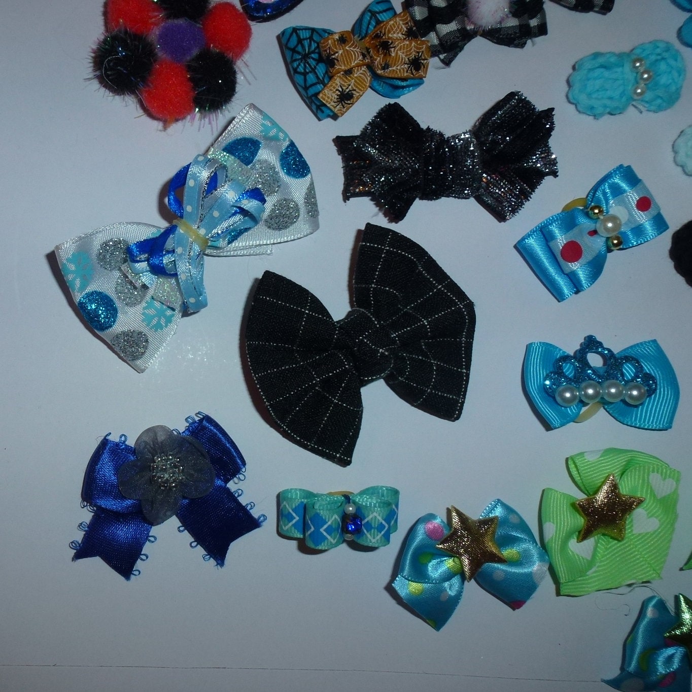 30 fancy bows for boys dog grooming pet hair bows with latex band (fb168)