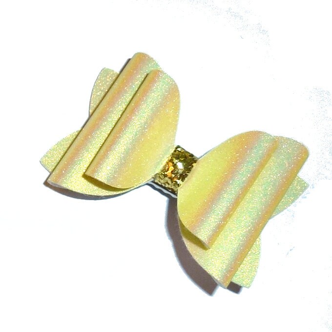 Fanciful Autumn fall yellow orange glitter bows dog barrette or bands pet hair bow - (br1A)