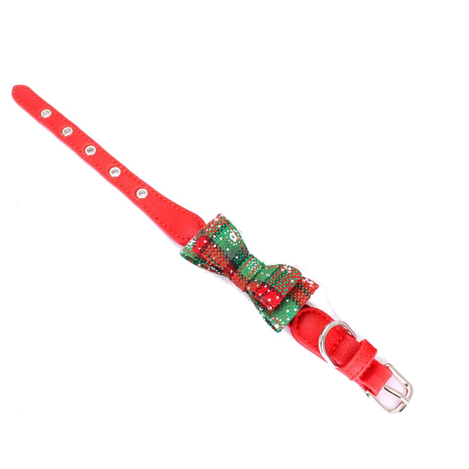 Puppy Dog Bows ~ Christmas bow tie bowknot dog pet collar red green (fb151)