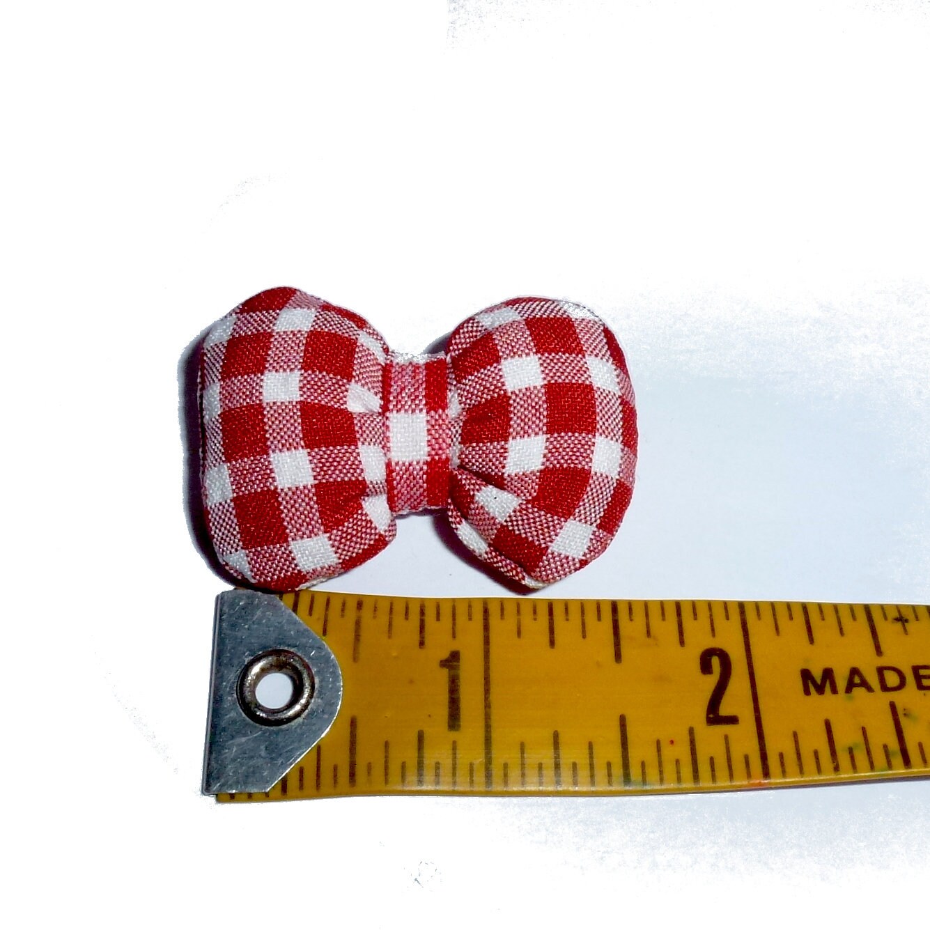 Puppy Bows ~PUFFY red PINK black gingham dog pet hair bowknot bow bands or barrette padded (fb56)