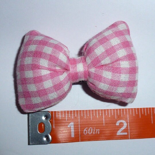 Puppy Bows ~PUFFY red PINK black gingham dog pet hair bowknot bow bands or barrette padded (fb56)