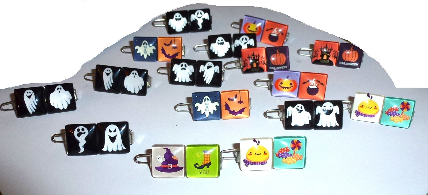 Puppy Bows ~ CLEARANCE 4 for 3.00 Tiny halloween dog bow pet barrette hair clip accessory (fb441)