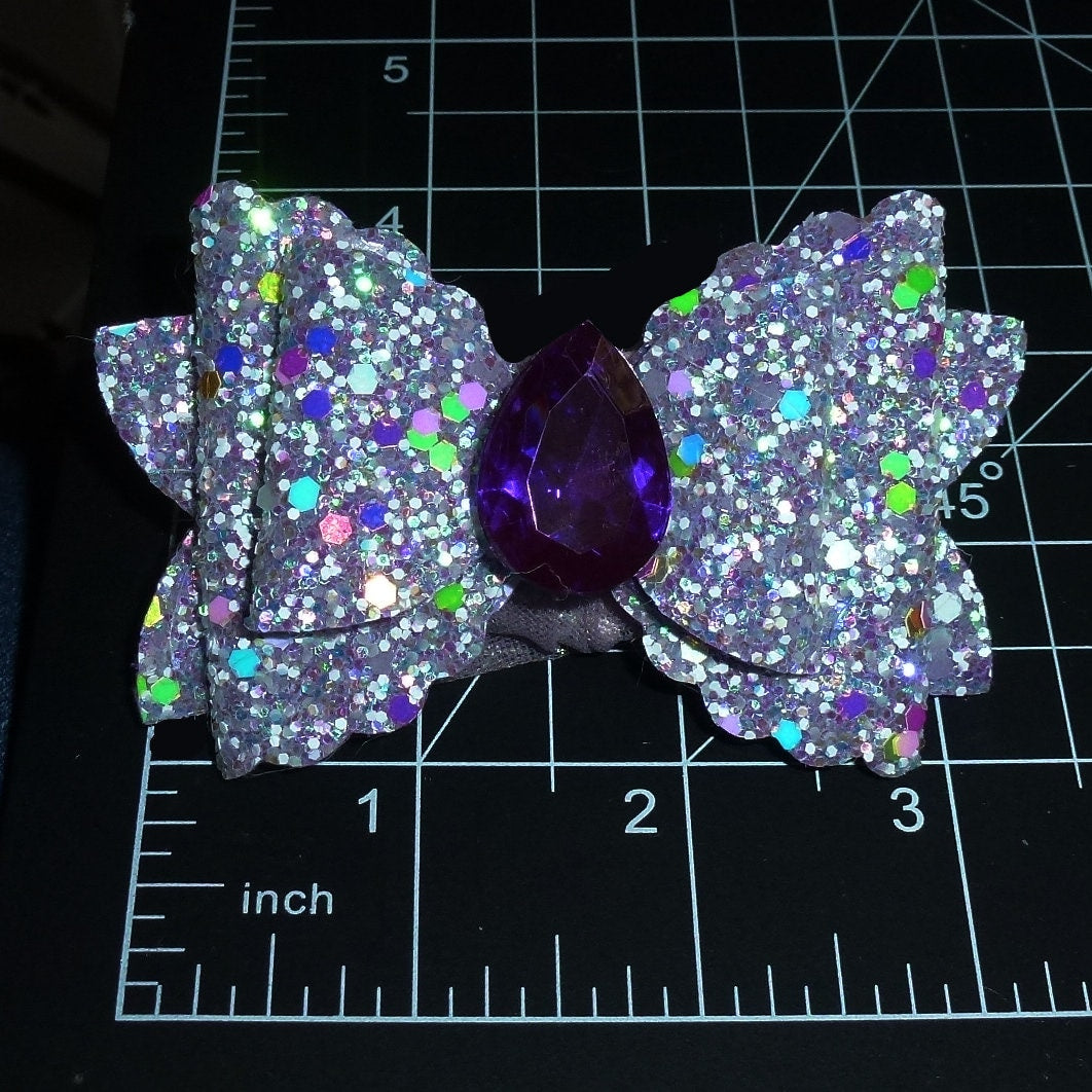 Puppy Bows ~ Pretty purple princess glitter gem dog collar slide accessory ~USA seller (DC10)