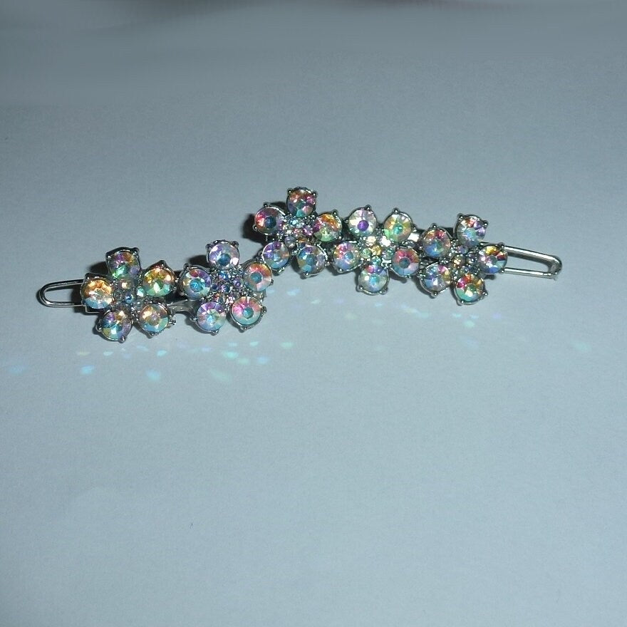 Puppy Bows ~ TINY 1" or 1.5" rhinestone crystal flower dog bow pet hair clip topknot barrette