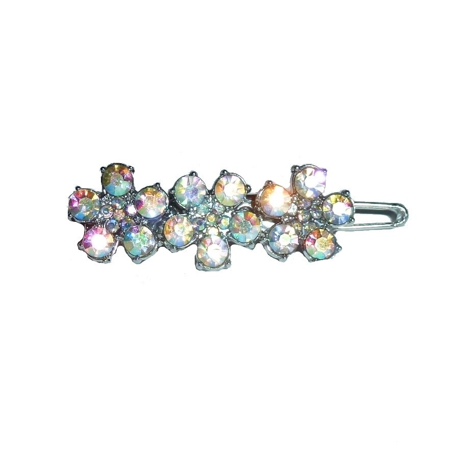 Puppy Bows ~ TINY 1" or 1.5" rhinestone crystal flower dog bow pet hair clip topknot barrette