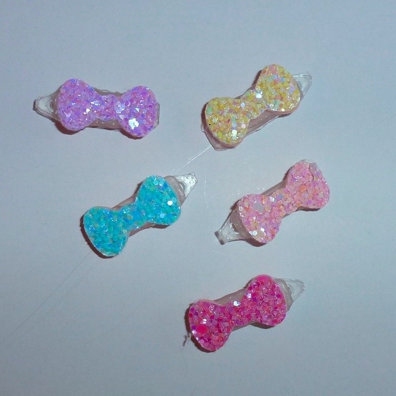 Dog hair clip tiny metallic or candy glitter bowknot 3/4" wide pet hair barrette bow (fb30)