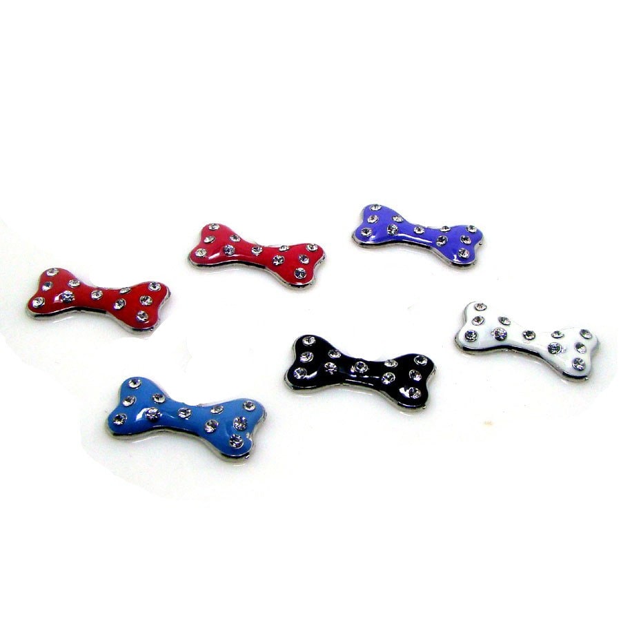 Puppy Bows ~Dog bone pet hair barrette clip bow or collar charm 6 COLORS! (rb71)~USA seller
