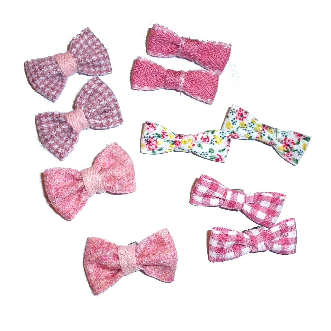 Puppy Bows ~Sweet pink 5 pairs cotton dog pet hair bowknot bow bands or barrette (fb28a)