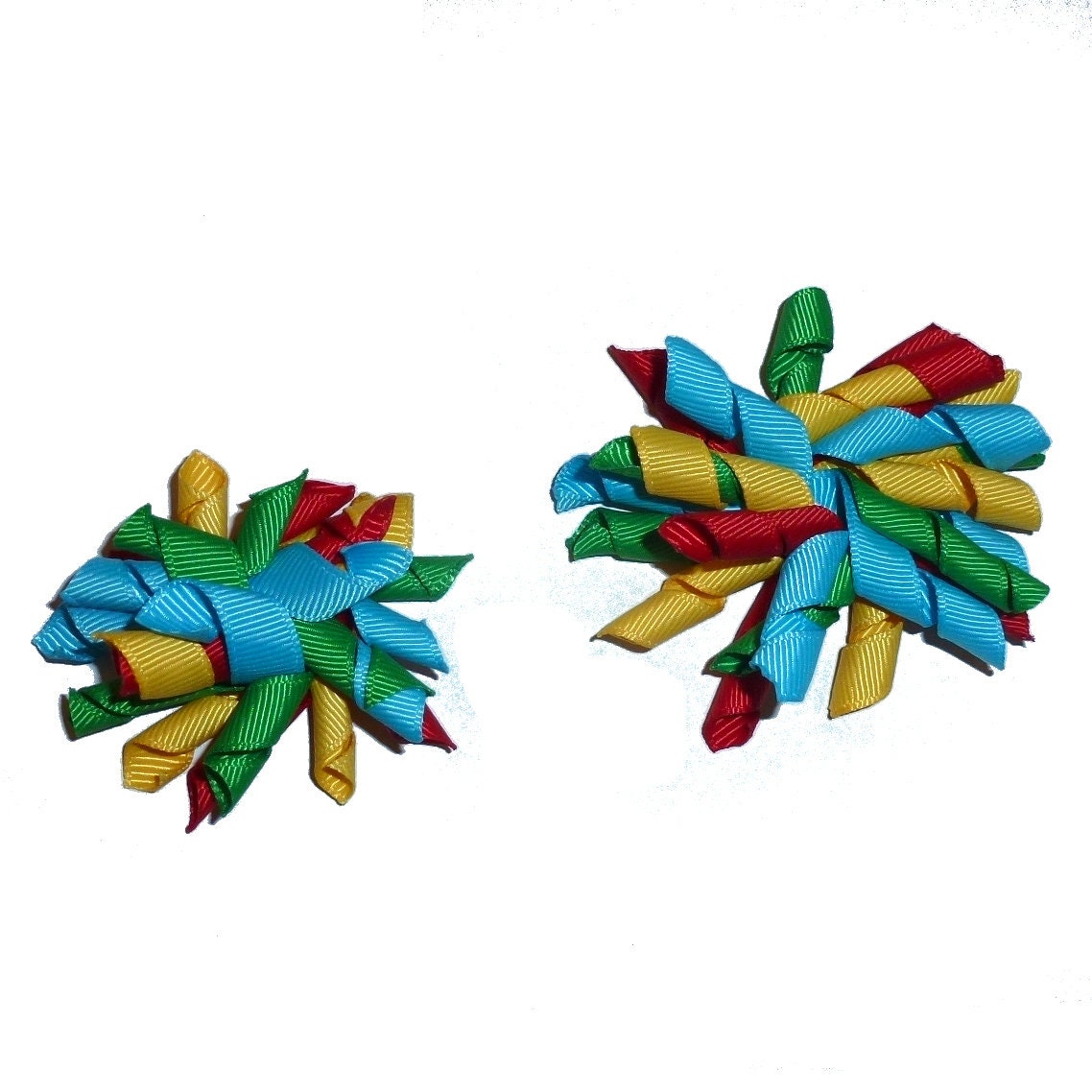 Puppy Bows primary multi Korker loop collar slide 4" dog bow 2" pet hair clip barrette or latex bands (fb120)