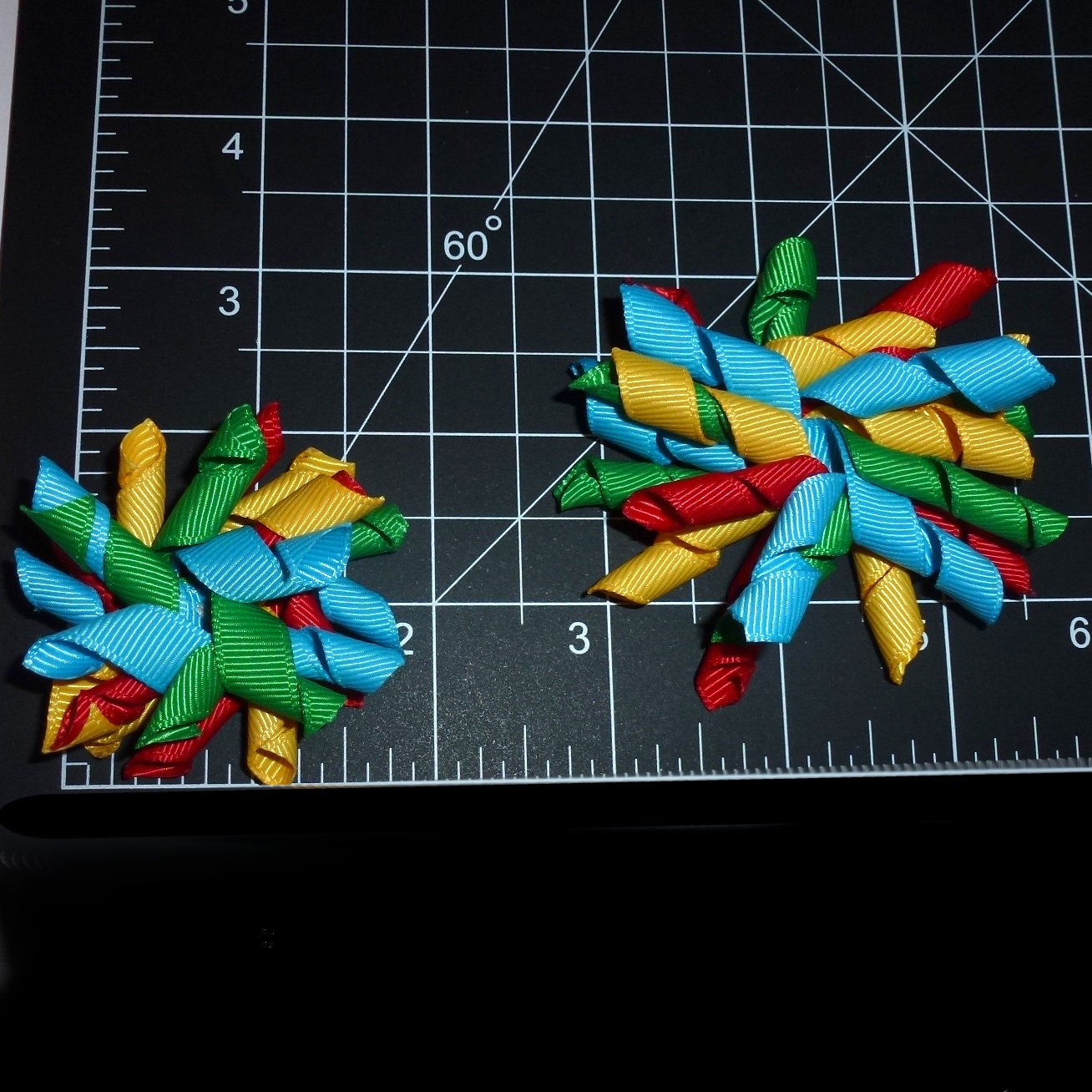 Puppy Bows primary multi Korker loop collar slide 4" dog bow 2" pet hair clip barrette or latex bands (fb120)