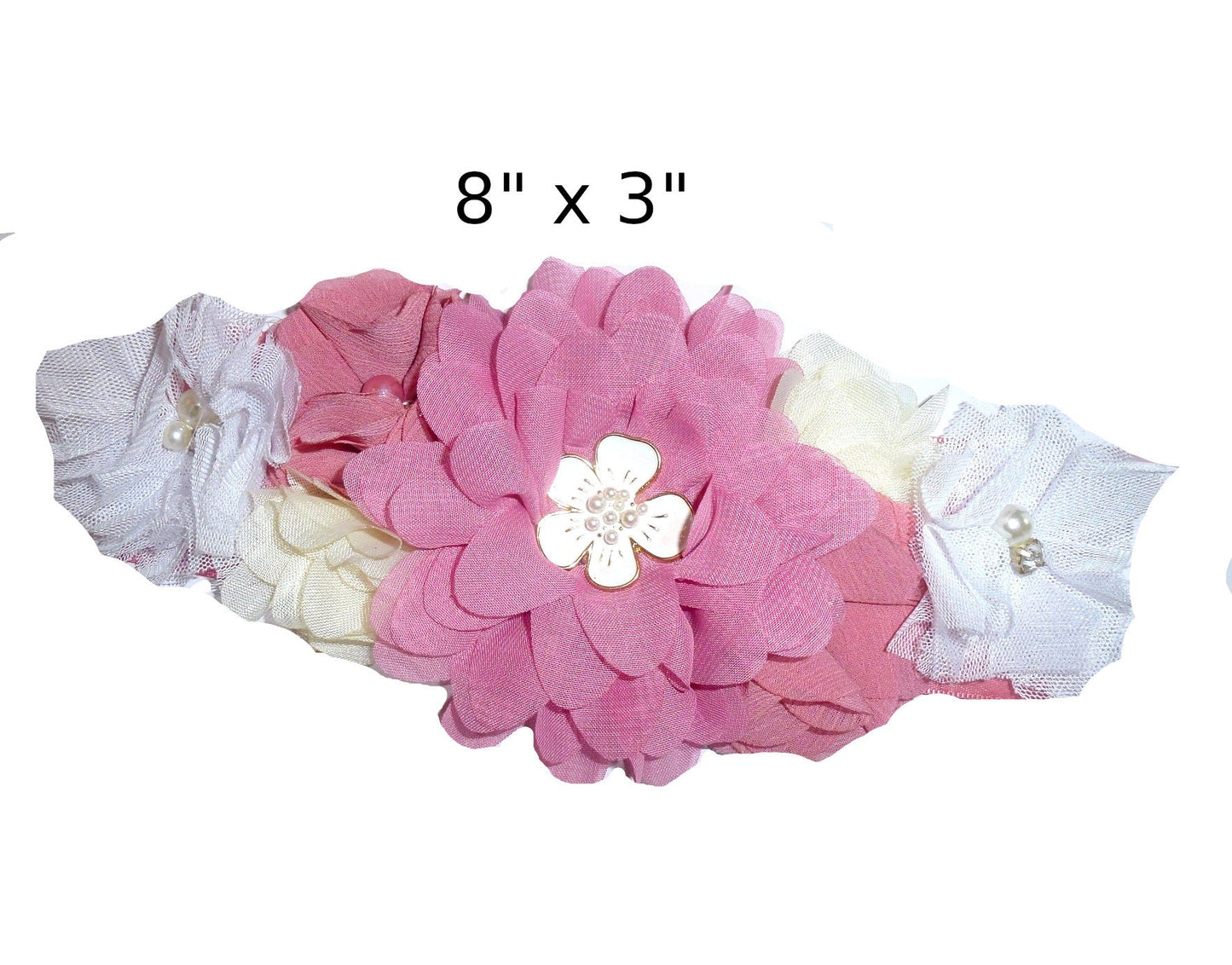 Puppy Bows ~ Extra long dog collar slide accessory light dark rose pink flowers pearls ~USA seller (P20)