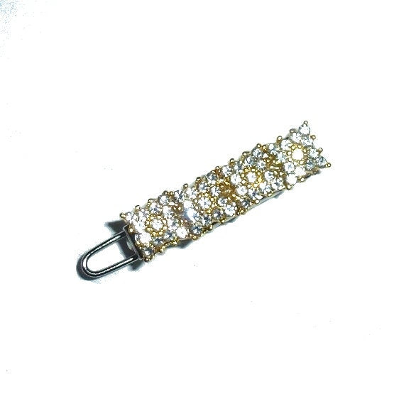 Tiny gold crystal bar set rhinestone crown dog bow pet hair clip topknot barrette