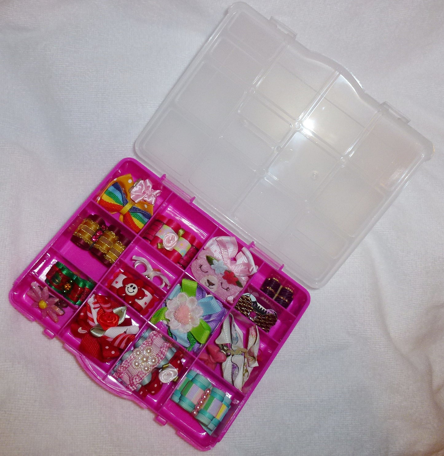Puppy Bows ~ Special offer Lot box full of dog bows barrette bow hair clips for pets FREE SHIPPING ~USA seller