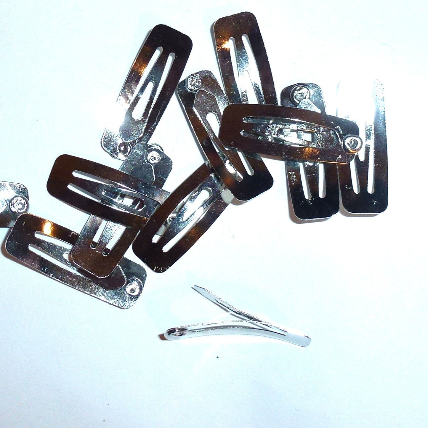 Puppy bows ~ craft items dog bow making supplies 20mm rectangle snap clip silver metal hair diy barrette clip (fb46)