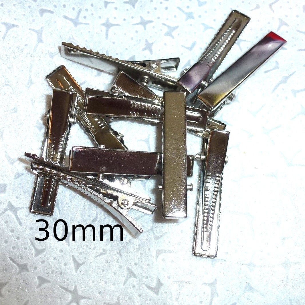 Craft items dog bow making supplies 30mm hair diy silver flat top alligator metal clip rectangle