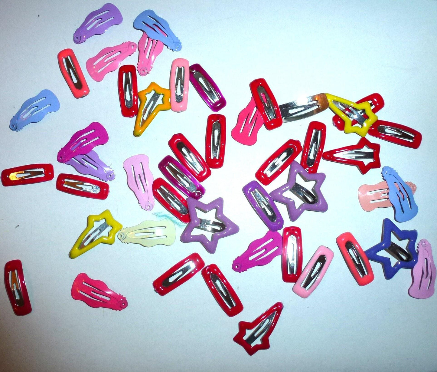 Puppy bows ~closeout 45 wee tiny barrette pet hair snap clip assorted shapes and colors (fb18)