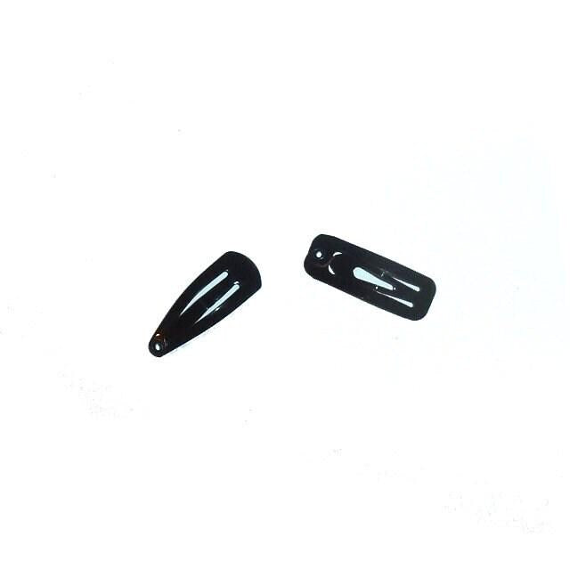 Puppy bows ~ barrette snap clip black tiny rectangle or triangle shape bow pet hairclip (fb503a)