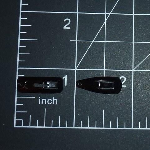 Puppy bows ~ barrette snap clip black tiny rectangle or triangle shape bow pet hairclip (fb503a)