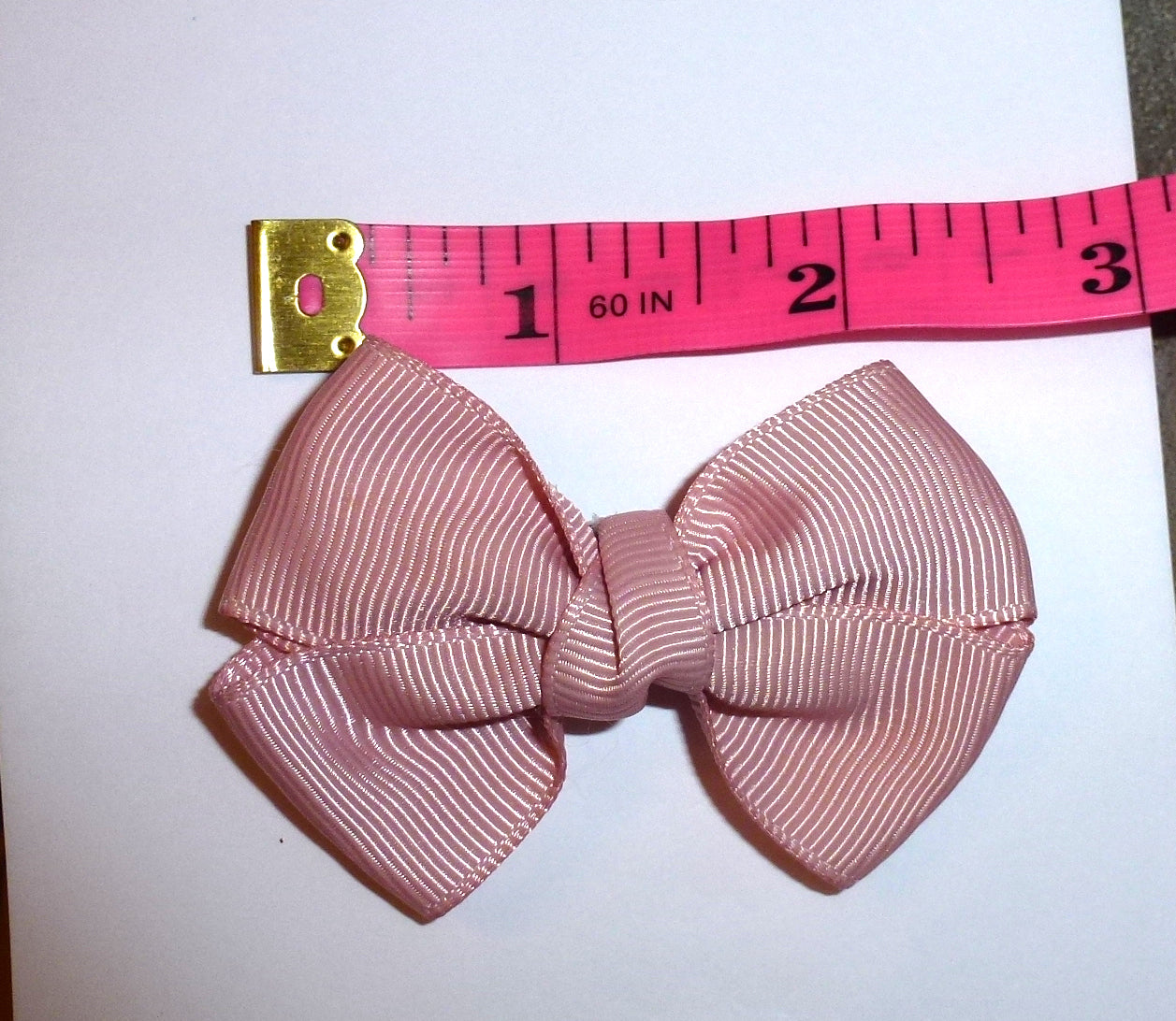 Old Rose pink pleated dog hair bow 2.5" latex bands or barrette bows