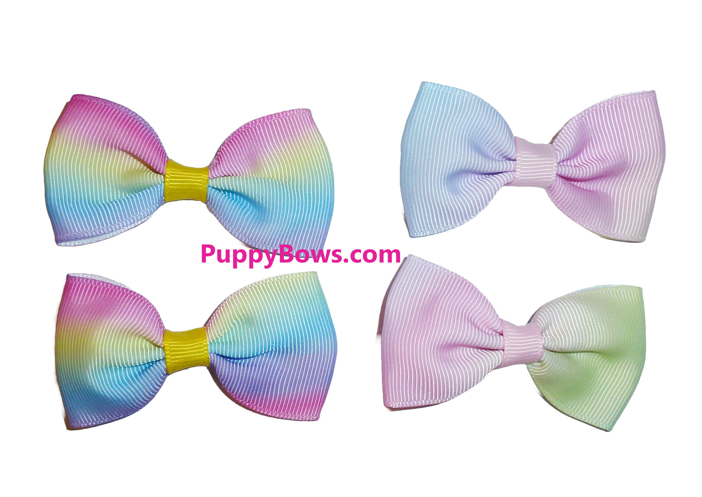 Pink blue stars or chevron pattern 4pcs dog hair bow 2.5" latex bands or barrette bows