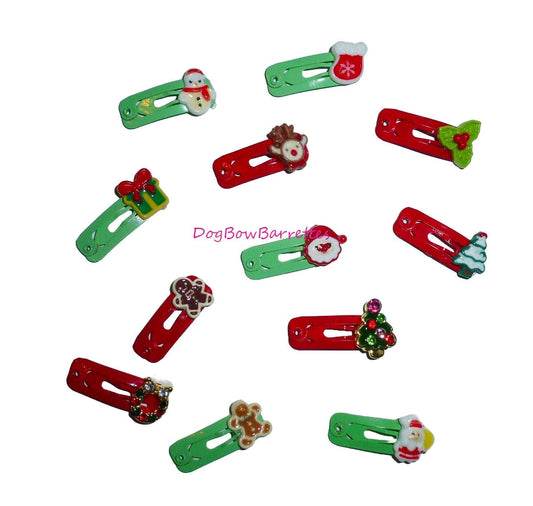 Puppy bows ~ barrette snap clip tiny christmas bow pet hairclip
