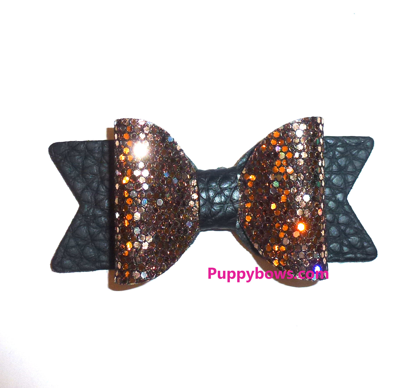 Puppy Bows brown copper black 2.5" pave glitter boy dog hair bow