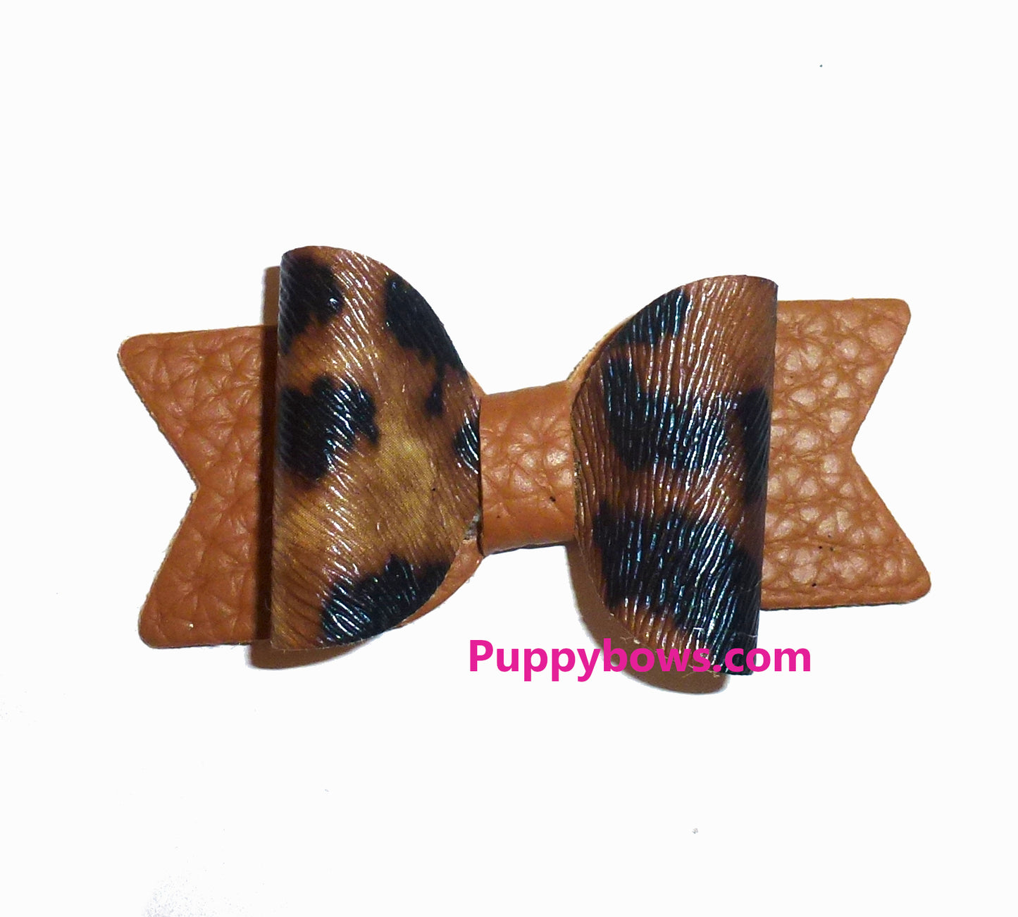 Puppy Bows brown black animal print 2" boy dog hair bow