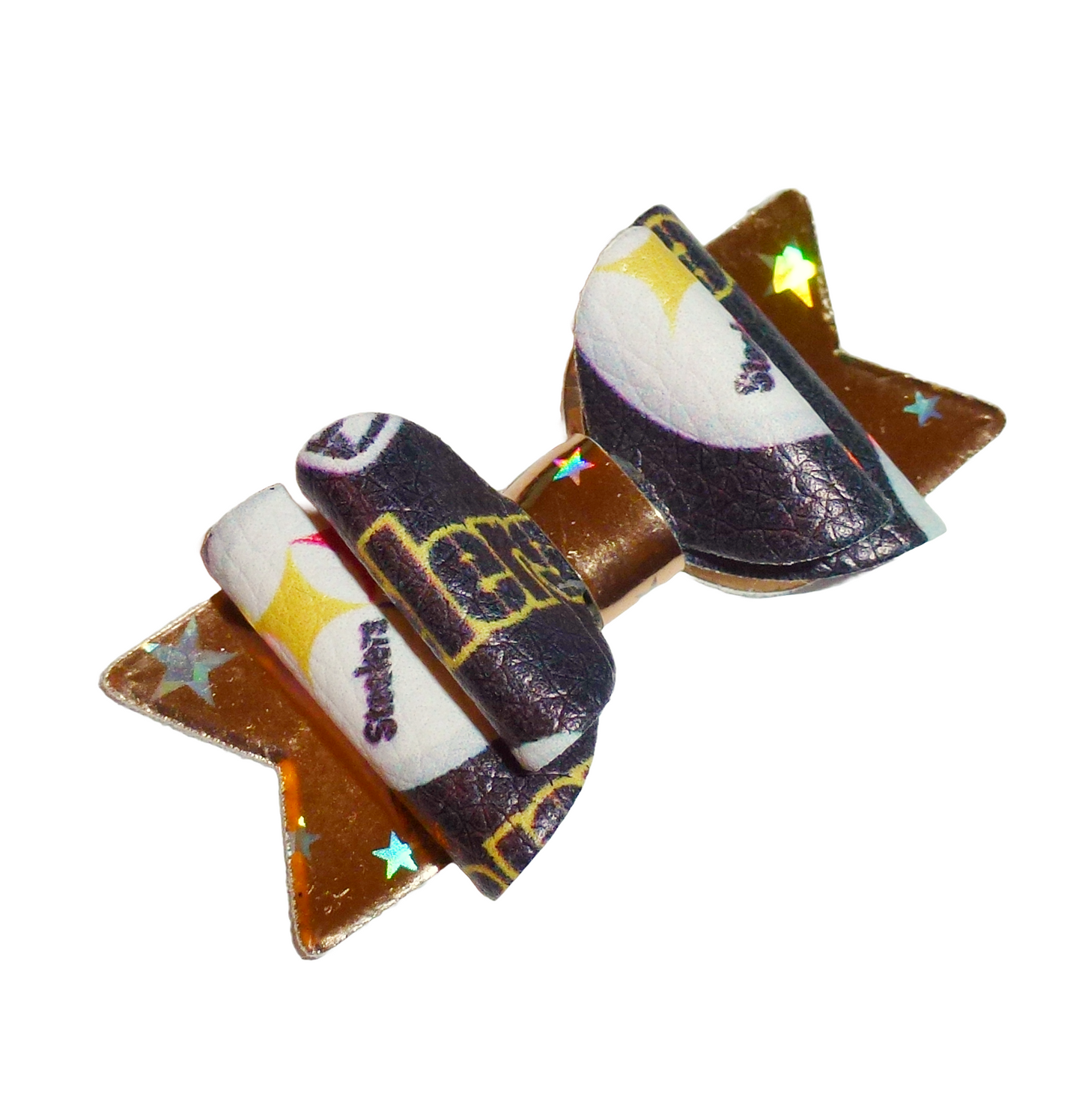 Puppy Bows Pittsburgh Steelers 2.5" black gold dog hair bow