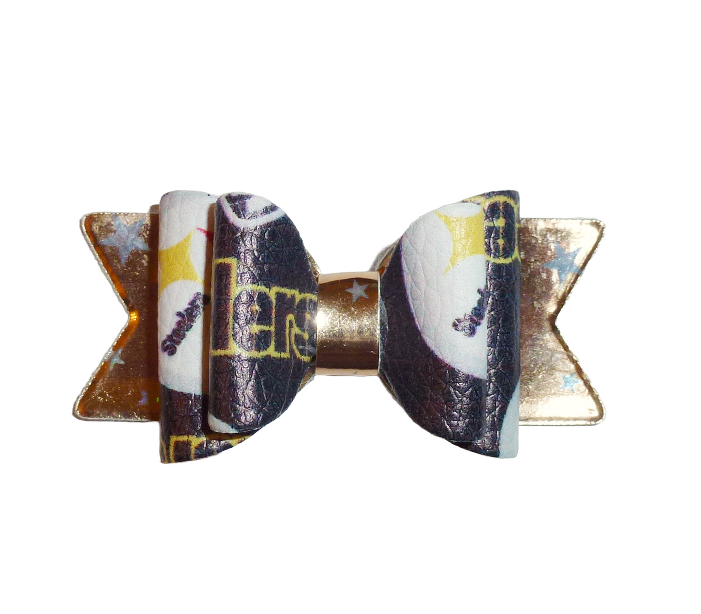 Puppy Bows Pittsburgh Steelers 2.5" black gold dog hair bow