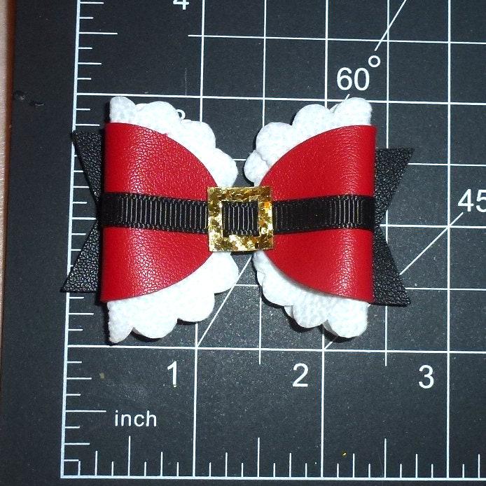 Puppy bows ~ santa claus belt 2" dog bow christmas pet hair bow (fb526)