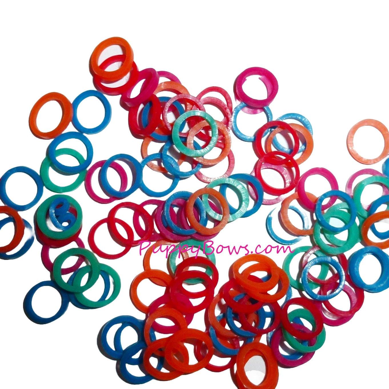 Puppy bows ~ latex dog grooming bands ~ boys mix red orange blue green bags elastic rubber dog bows bow topknot band ~usa seller