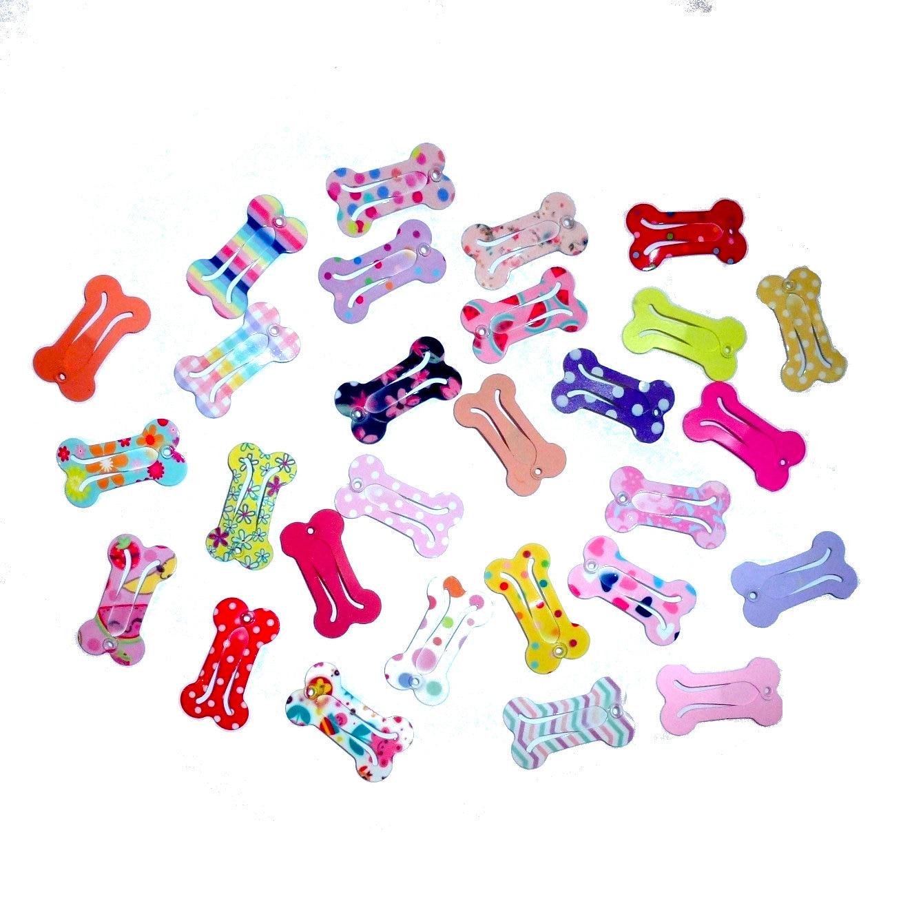 Puppy bows barrette snap clip girl mix dog bone shape bow pet hairclip us seller