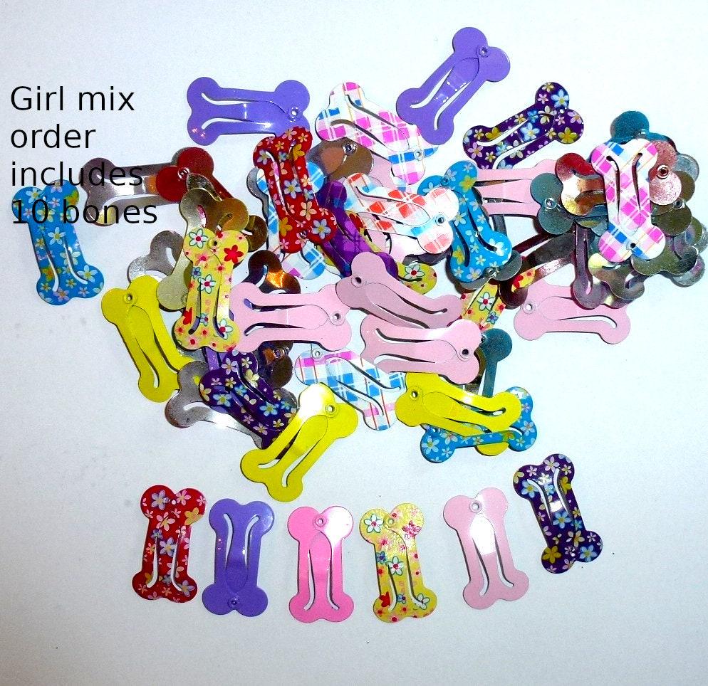 Puppy bows barrette snap clip girl mix dog bone shape bow pet hairclip us seller