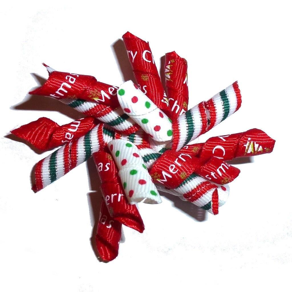 Puppy bows christmas red green dots stripes dog bow korker hair barrette bands