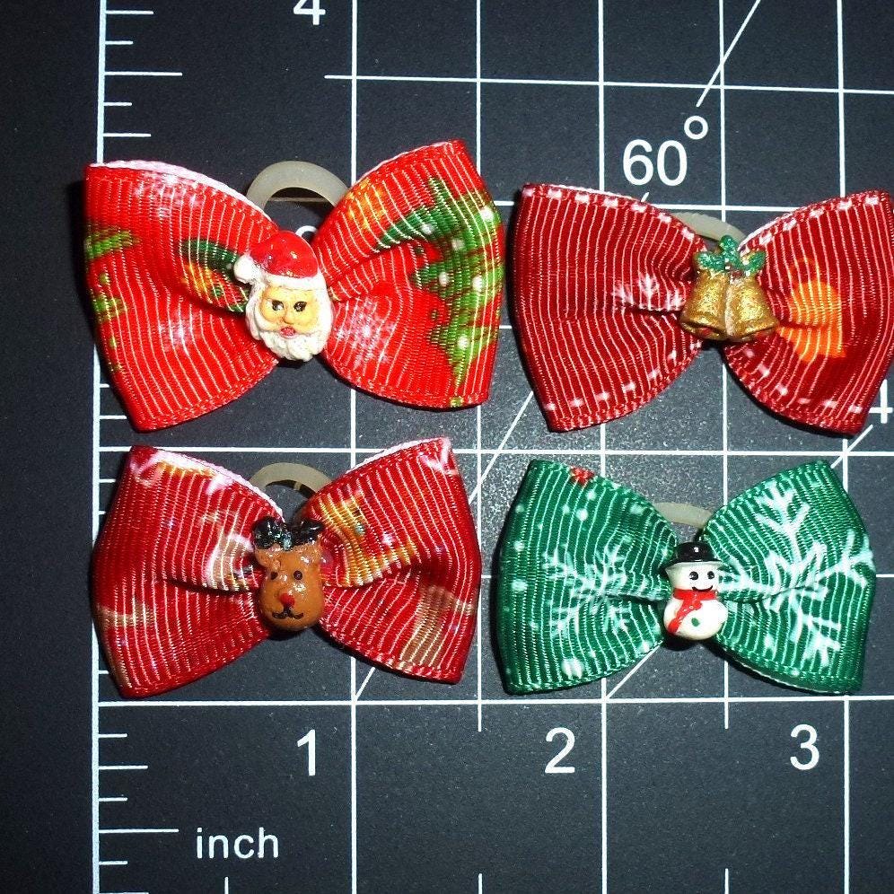 Christmas snowman santa claus rudolph tiny dog groomers grooming pet hair bows