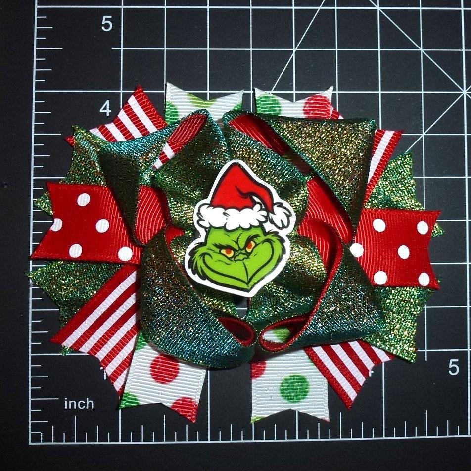 Puppy bows ~ dog collar slide bow christmas mean green face monster accessory