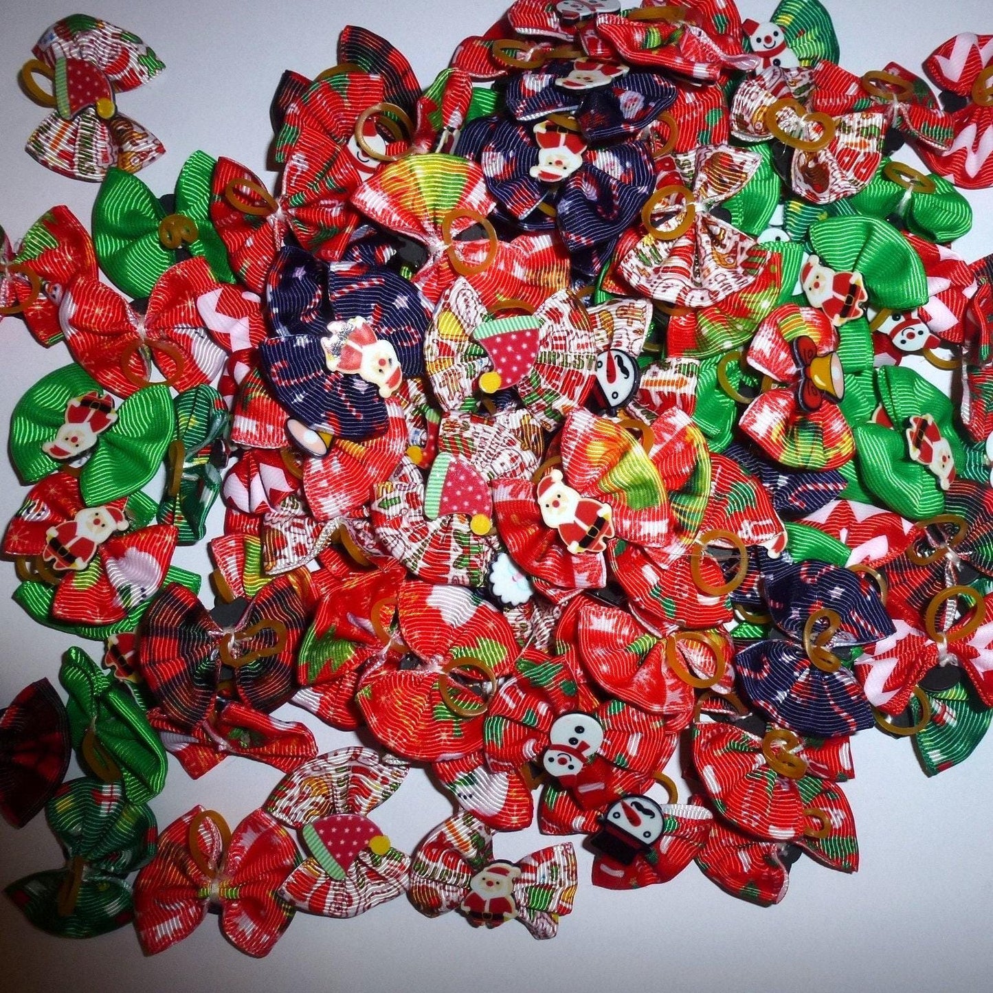 Christmas snowman santa claus bells dog groomers grooming pet hair bows (fb193)