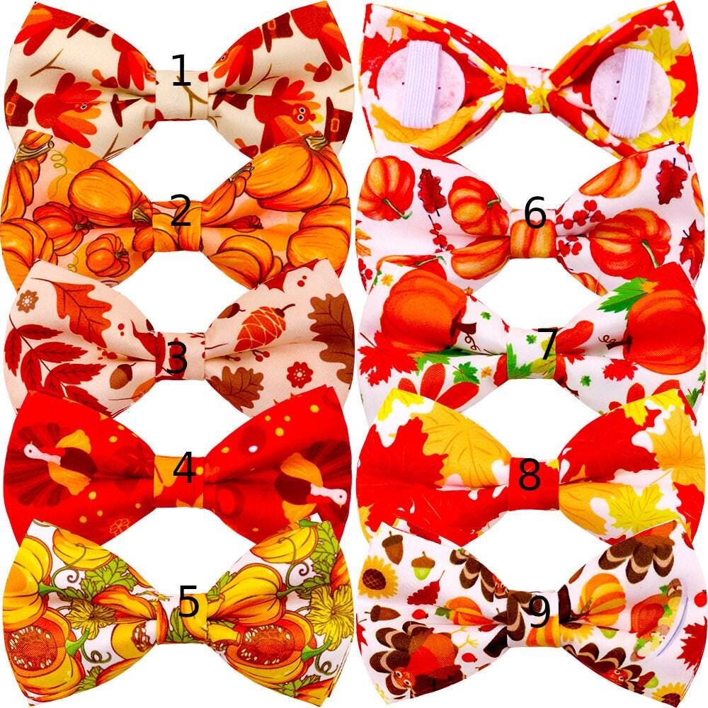 Puppy bows thanksgiving turkey bow tie dog collar slide bowtie accessory (dc16)