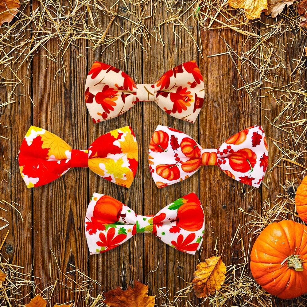 Puppy bows thanksgiving turkey bow tie dog collar slide bowtie accessory (dc16)