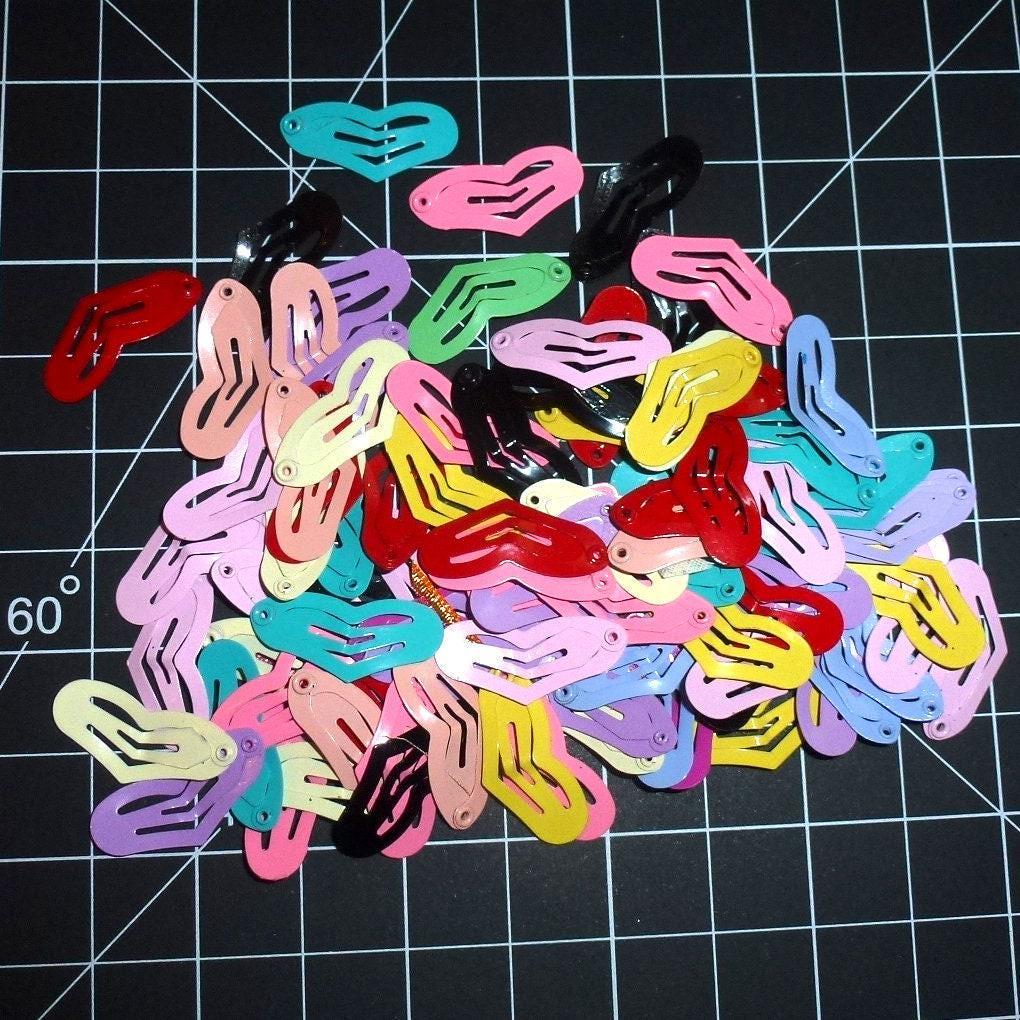 Puppy bows ~barrette snap clip tiny enamel hearts colors shape bow dog (fb15)